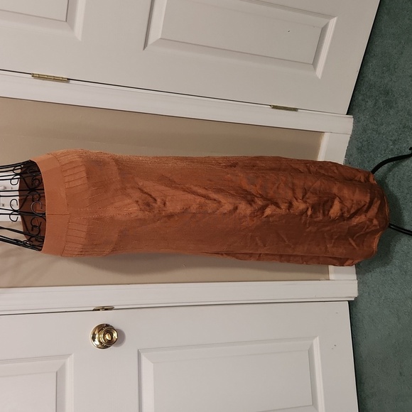 Free People Orange Ribbed Maxi Pencil Skirt Casual - Picture 7 of 8